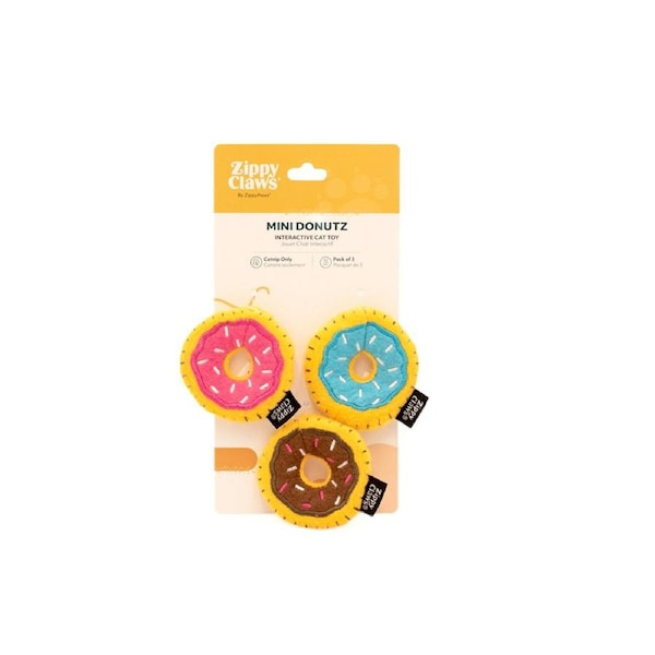 ZippyClaws Mini Donutz Catnip Interactive Play Plush Pet Cat Toy 3 Pack