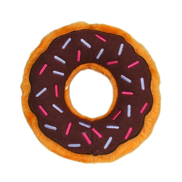 Zippy Paws Donutz Chocolate Plush Dog Squeaker Toy 17.5cm x 5cm