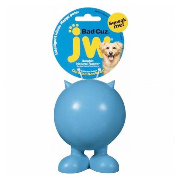 JW Pet Bad Cuz Durable Rubber Dog Squeaker Toy Medium 7.5cm