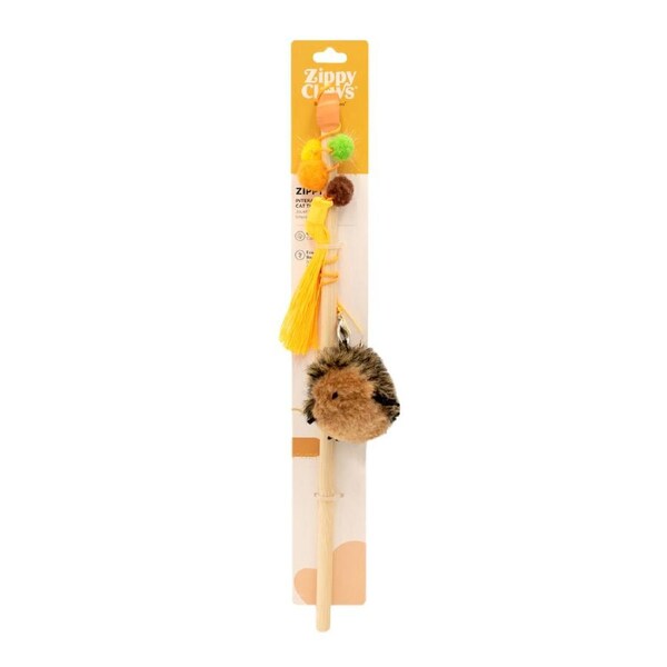 ZippyClaws Zippystick Hedgehog Interactive Play Sturdy Pet Cat Toy