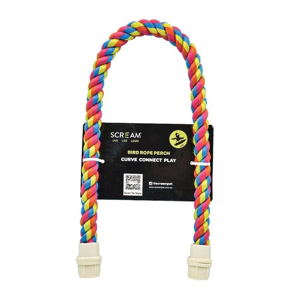 Scream Bird Rope Perch Sturdy Cotton Bird Toy Multicolour Large