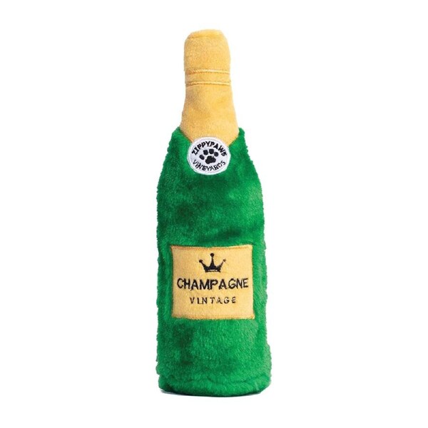 Zippy Paws Happy Hour Crusherz Champagne Bottle Pet Dog Squeaker Toy