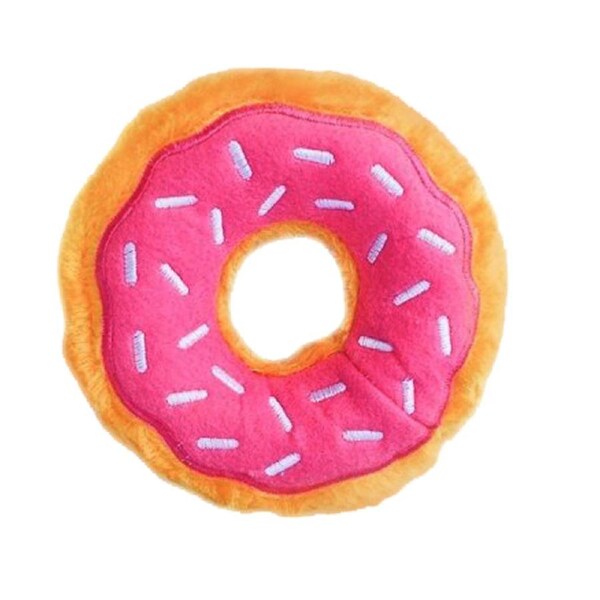Zippy Paws Donutz Strawberry Plush Dog Squeaker Toy Mini 12.5 x 4cm