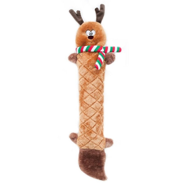 Zippy Paws Holiday Jiggerz Reindeer No Stuffing Dog Squeaker Toy 53 x 13cm