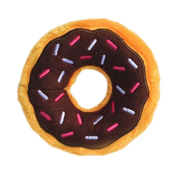 Zippy Paws Donutz Chocolate Plush Dog Squeaker Toy Mini 12.5 x 4cm