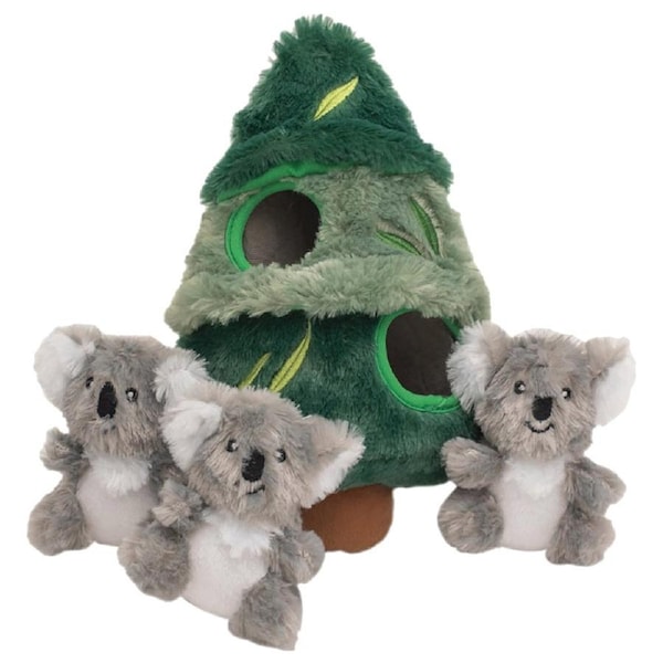 Zippy Paws Zippy Burrow Koala in Tree Interactive Pet Dog Squeaker Toy