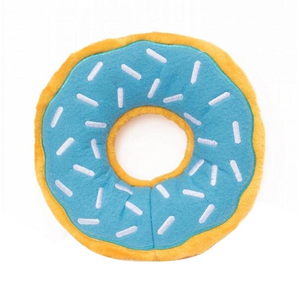 Zippy Paws Donutz Blueberry Plush Dog Squeaker Toy Jumbo 26.5 x 6.5cm