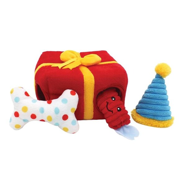 Zippy Paws Zippy Burrow Present Box Interactive Pet Dog Squeaker Toy