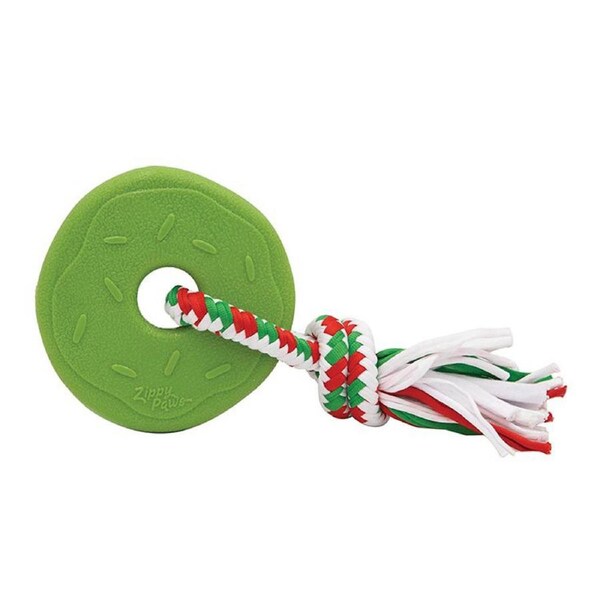 Zippy Paws Holiday Teether Donut Dog Chew Toy Green 20 x 10cm