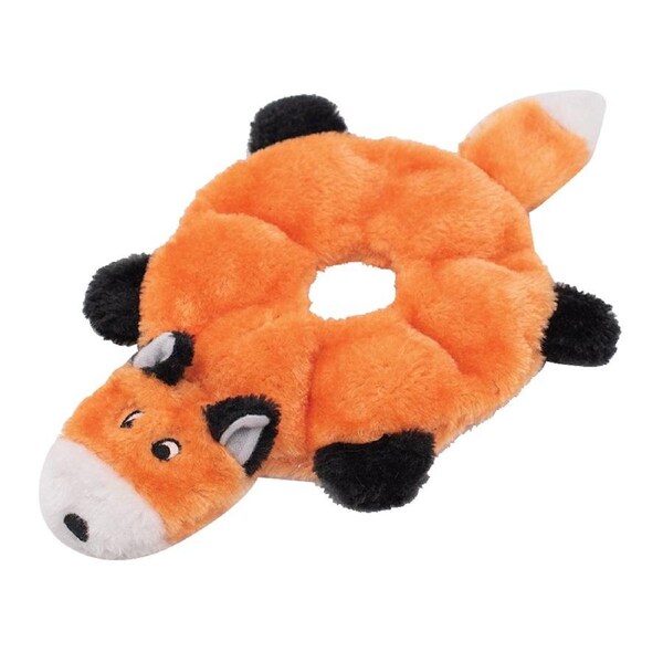 Zippy Paws Loopy Fox Ring Shaped No Stuffing Plush Pet Dog Squeaker Toy