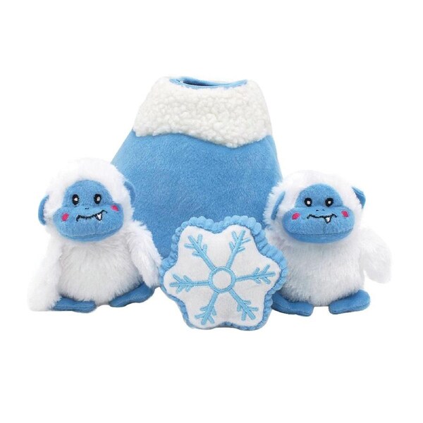 Zippy Paws Holiday Zippy Burrow Yetti Mountain Interactive Pet Dog Squeaker Toy