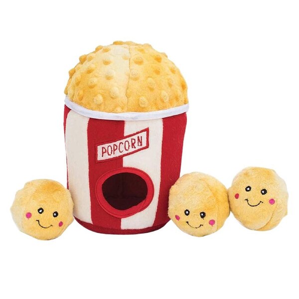 Zippy Paws Zippy Burrow Popcorn Bucket Interactive Pet Dog Squeaker Toy
