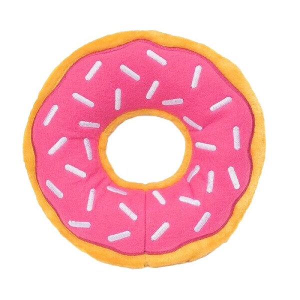 Zippy Paws Donutz Strawberry Plush Dog Squeaker Toy Jumbo 26.5 x 6.5cm