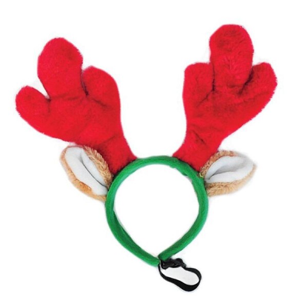 Zippy Paws Holiday Antlers Reindeer Headband for Dogs Large