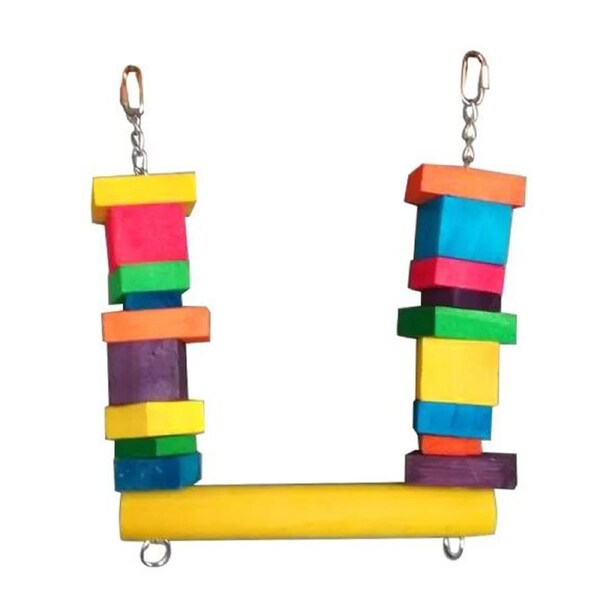 Cheeky Bird Block Swing Coloured Wooden Bird Toy