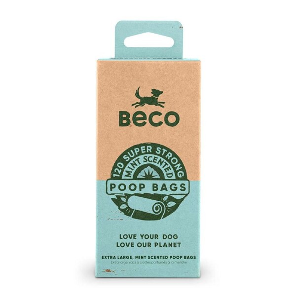 Beco Eco Friendly Dog Poop Bags Mint Scented 120 Pack