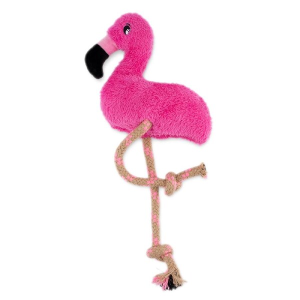 Beco Hemp Rope Flamingo Interactive Dog Squeaker Toy Medium