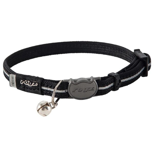 Rogz Alleycat Adjustable Safeloc Cat Collar Black 8mm