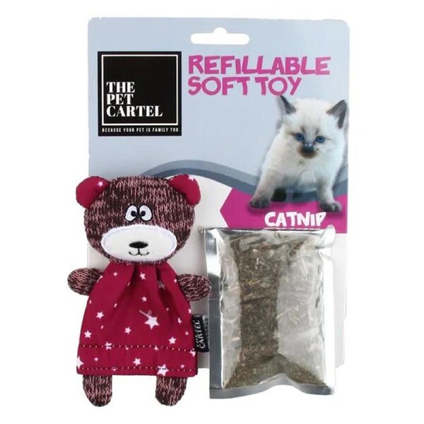 The Pet Cartel Refillable Soft Toy Bear Interactive Play Cat Toy
