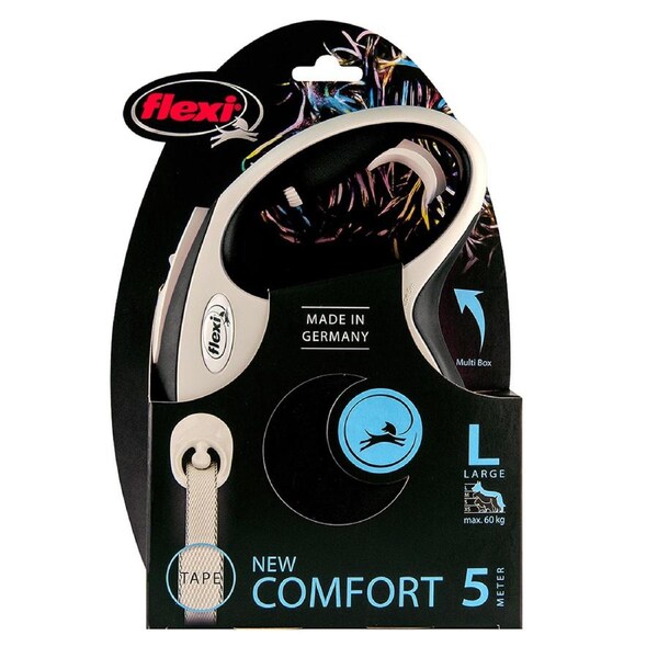 Flexi Comfort Retractable Tape Dog Lead Black Large 5m