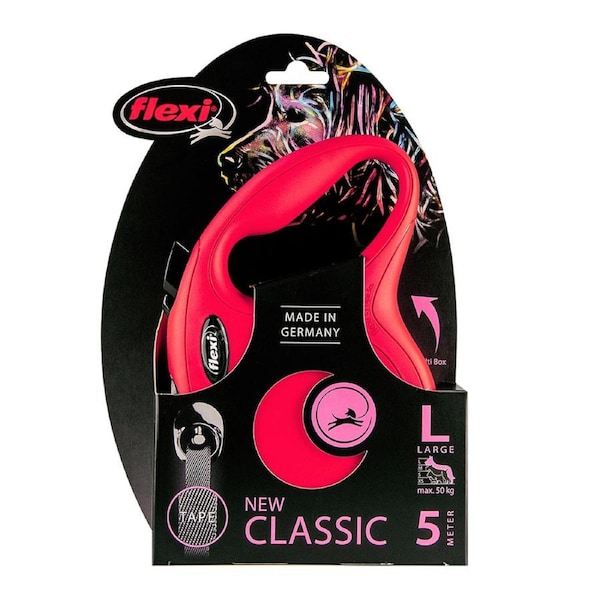 Flexi Classic Retractable Tape Dog Lead Red Large 5m
