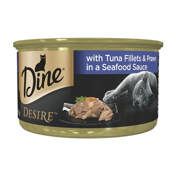 Dine Desire Tuna Fillets Prawn in Seafood Sauce 6 x 85g Cat Food