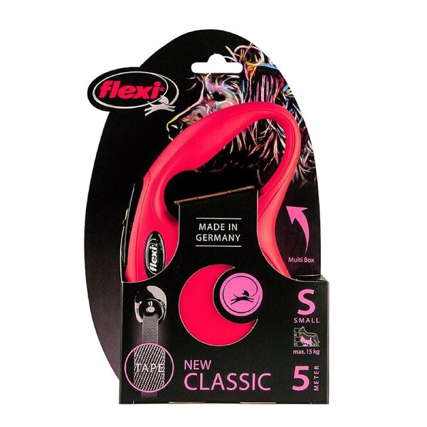 Flexi Classic Retractable Tape Dog Lead Red Small 5m