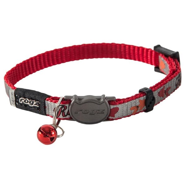 Rogz ReflectoCat Reflective Safeloc Cat Collar Red Fish 8mm