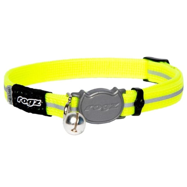 Rogz Alleycat Adjustable Safeloc Cat Collar Dayglo 8mm