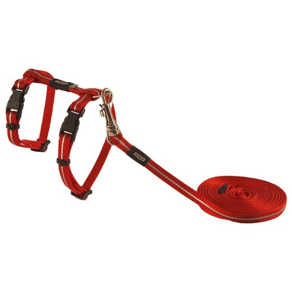 Rogz Alleycat Adjustable Cat Harness & Lead Set Red 8mm