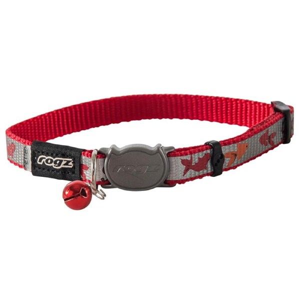 Rogz ReflectoCat Reflective Safeloc Cat Collar Red Fish 11mm