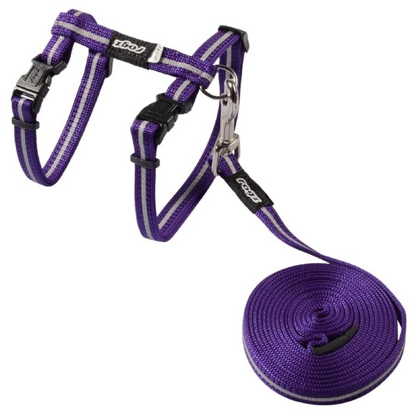 Rogz Alleycat Adjustable Cat Harness & Lead Set Purple 11mm