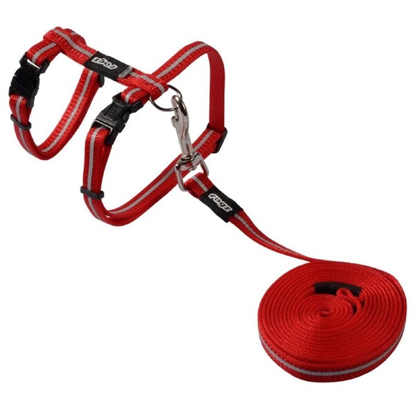 Rogz Alleycat Adjustable Cat Harness & Lead Set Red 11mm