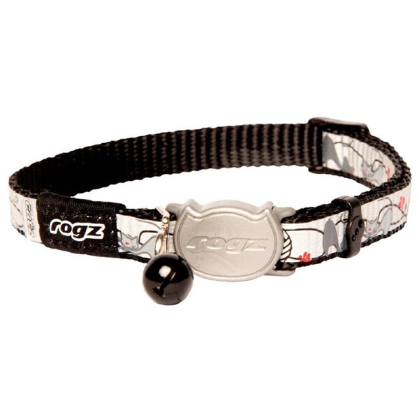 Rogz ReflectoCat Reflective Safeloc Cat Collar Black Cat 8mm