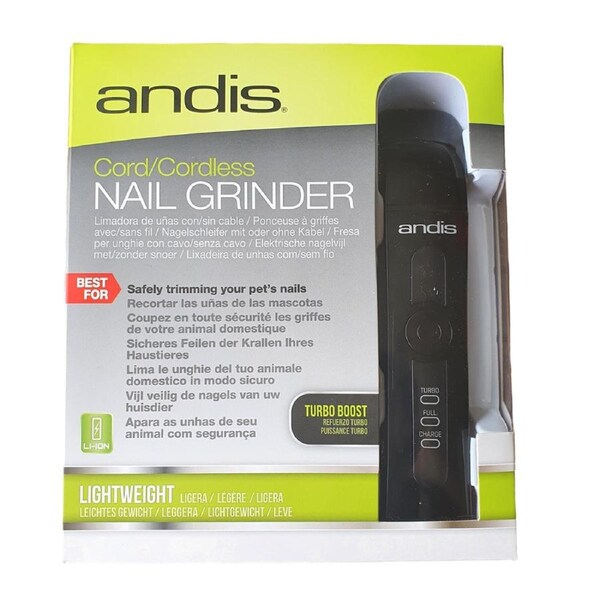 Andis Cord/Cordless Turbo Boost Lightweight Pet Dog Nail Grinder