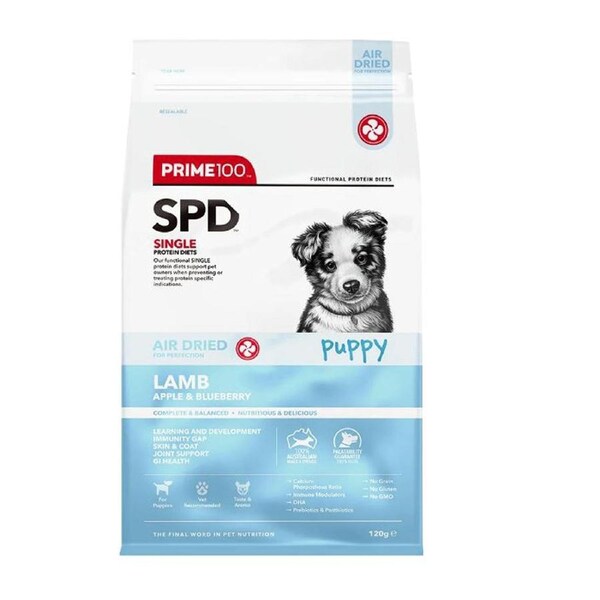 Prime 100 SPD Puppy Air Dried Dry Dog Food Lamb Apple & Blueberry 120g