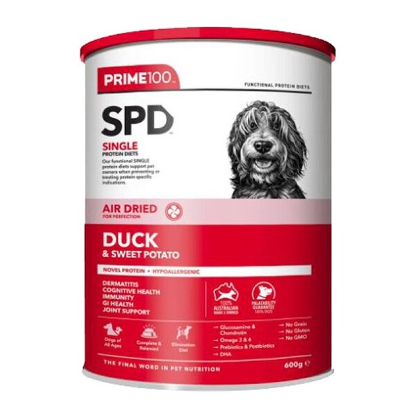 Prime 100 SPD All Ages Air Dried Dry Dog Food Duck & Sweet Potato 600g