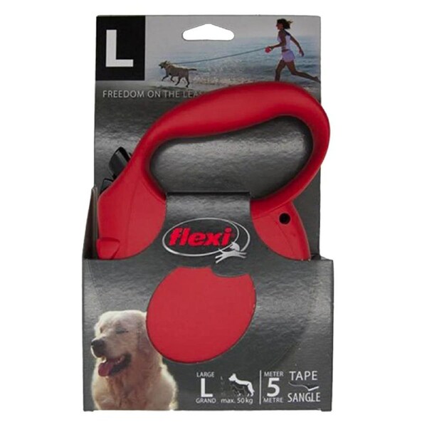 Flexi Standard 5m Tape Retractable Pet Dog Safety Lead Red Large
