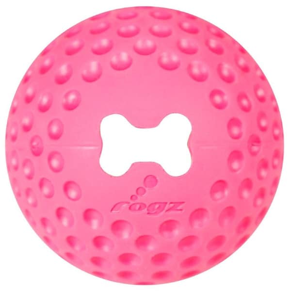 Rogz Gumz Ball Treat Dispensing Interactive Dog Toy Pink Large