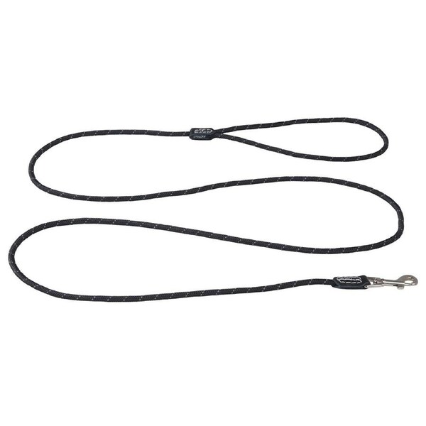 Rogz Classic Rope Genuine Leather Cuffs Dog Lead Black Small