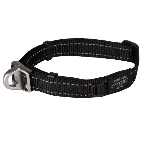 Rogz Safety Magnetic Buckle Adjustable Dog Collar Black Large