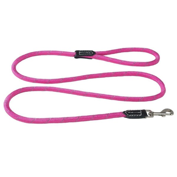 Rogz Classic Rope Genuine Leather Cuffs Dog Lead Pink Large
