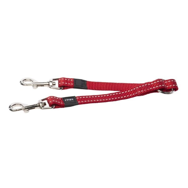 Rogz Double Splitter Reflective Nylon Dog Lead Red Medium