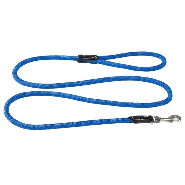 Rogz Classic Rope Genuine Leather Cuffs Dog Lead Blue Medium