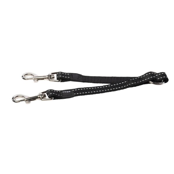 Rogz Double Splitter Reflective Nylon Dog Lead Black Medium