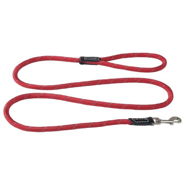 Rogz Classic Rope Genuine Leather Cuffs Dog Lead Red Large