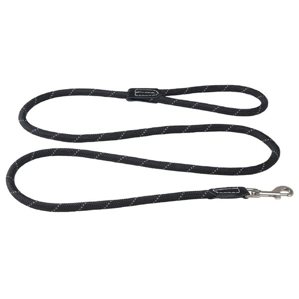 Rogz Classic Rope Genuine Leather Cuffs Dog Lead Black Large