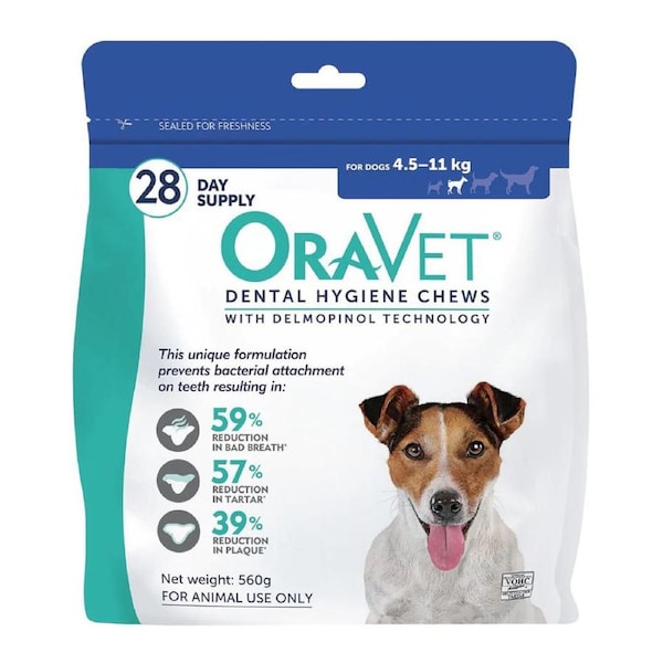Oravet Dental Hygiene Chews for Small Dogs 4.5-11kg Blue 28 Pack