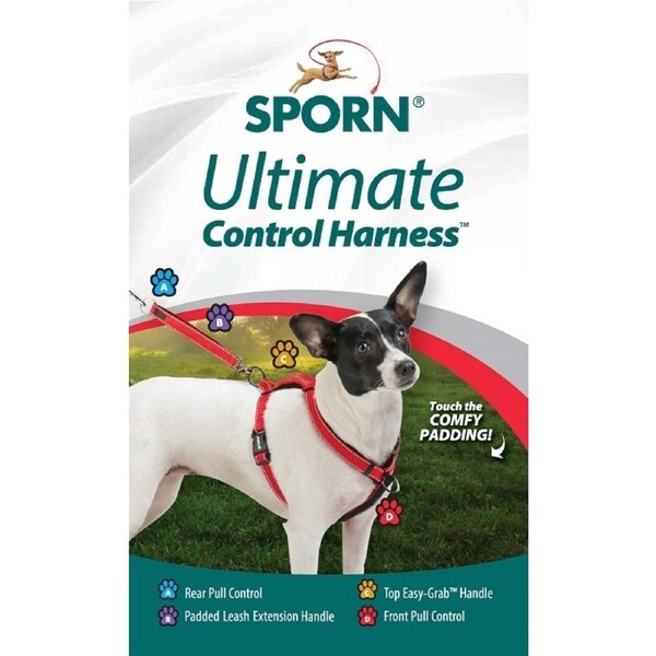 Sporn Ultimate Front Rear Pull Control Dog Harness Black Medium