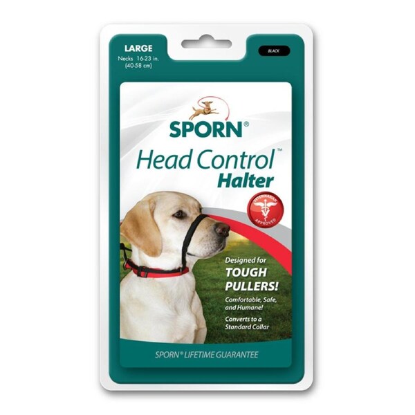 Sporn Head Control No Muzzle Dog Halter Black Large